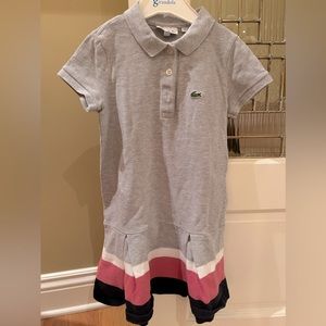 Lacoste Girls' Short Sleeve Pique Polo Dress with Pleated Bottom